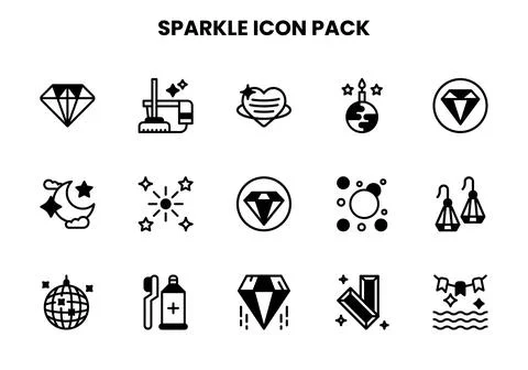 Sparkle DuoTone Bundle Icons Pack Stock Illustration