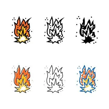 Sparkle fire color multistyle icon vector Stock Illustration