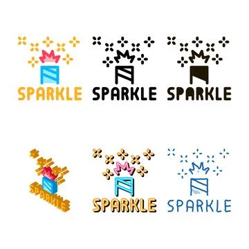Sparkle firework icon variants vector outline Stock Illustration