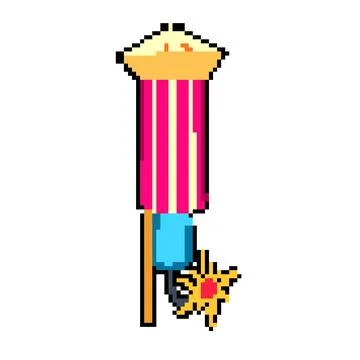 Sparkle firework rocket pixel art vector illustration Stock Illustration