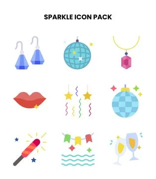 Sparkle Flat Bundle Icons Pack Illustrazione stock