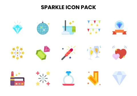 Sparkle Flat Icons Pack Stock Illustration