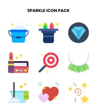 Sparkle Flat Scalable Icons Pack 스톡 일러스트