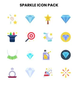 Sparkle Flat Vector Icons Pack イラスト素材