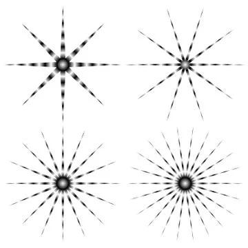 Sparkle, glitter elements isolated on white. Radial-radiating lines. 스톡 일러스트