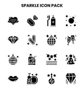 Sparkle Glyph Graphics Icons Pack Stock Illustration