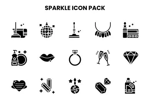 Sparkle Glyph Graphics Icons Pack Stock Illustration