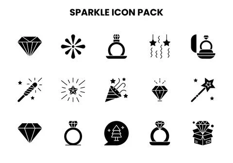 Sparkle Glyph Graphics Icons Pack Stock Illustration