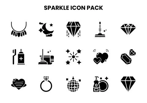Sparkle Glyph Icons Pack Stock Illustration
