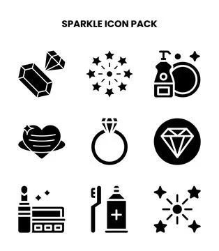 Sparkle Glyph Set Icons Pack 库存插图