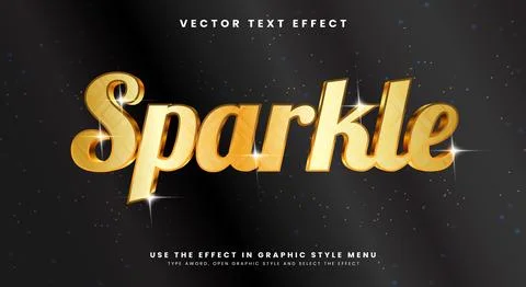 Sparkle Gold Style 3d editable text effect Template Stock Illustration
