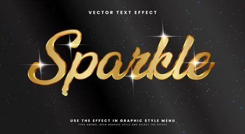 Sparkle golden style 3d editable text effect Stock Illustration