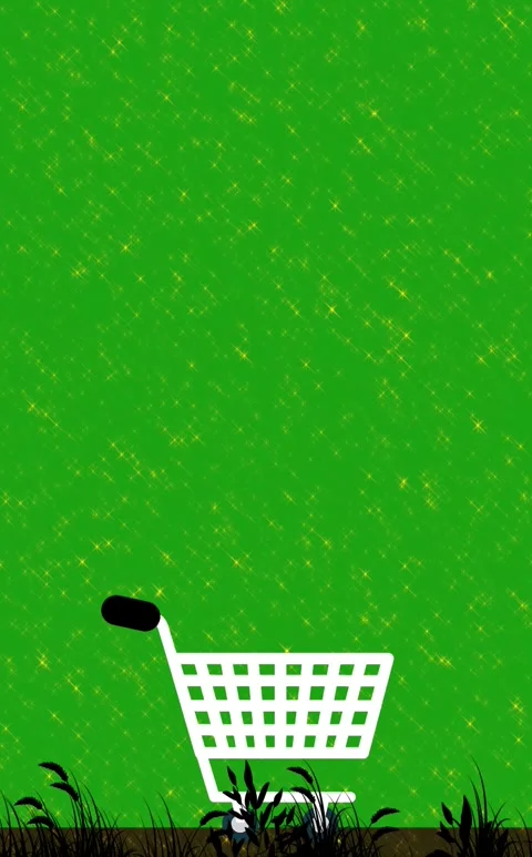 Sparkle on Green Screen Background with Shopping Cart Silhouette Stock Footage 332207779
