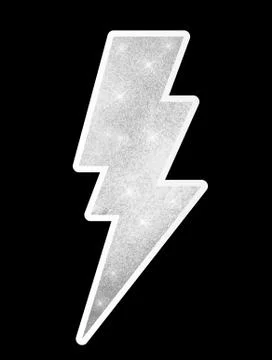 Sparkle lightning glossy bolt on black. Illustration Stock Illustration