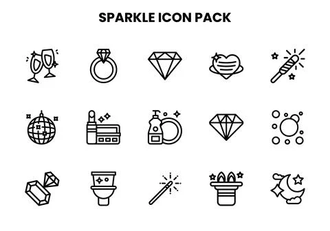 Sparkle Line Bundle Icons Pack Illustrazione stock