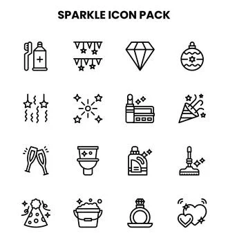 Sparkle Line Collection Icons Pack Stock Illustration