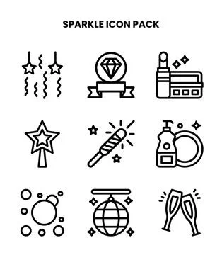 Sparkle Line Graphics Icons Pack Stock Illustration