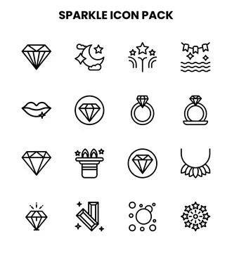 Sparkle Line Scalable Icons Pack 库存插图