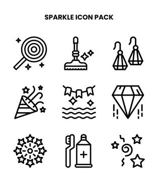 Sparkle Line Set Icons Pack Stock Illustration