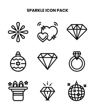 Sparkle Line Set Icons Pack Stock Illustration