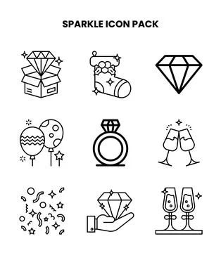 Sparkle Line Vector Icons Pack Stock Illustration