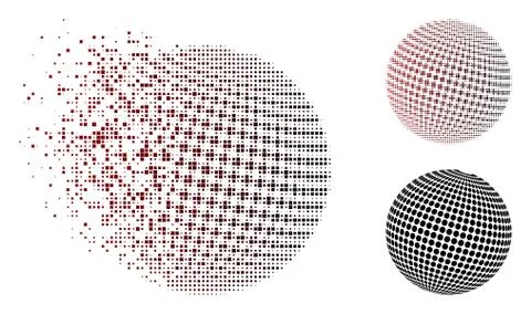 Sparkle Pixel Halftone Abstract Dotted Sphere Icon 스톡 일러스트