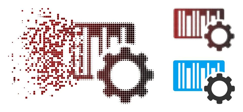 Sparkle Pixel Halftone Bar Code Settings Icon Stock-Illustration
