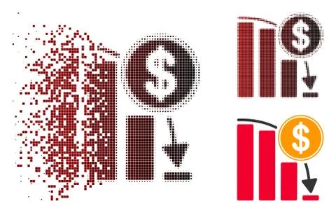 Sparkle Pixel Halftone Bitcoin Epic Fail Graph Icon Stockillustratie