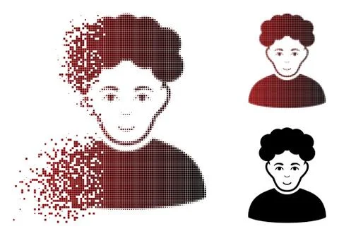 Sparkle Pixel Halftone Brunet Man Icon Stock Illustration