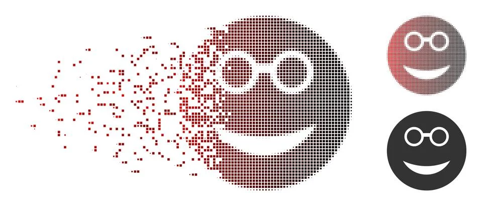 Sparkle Pixel Halftone Clever Smiley Icon Stock Illustration