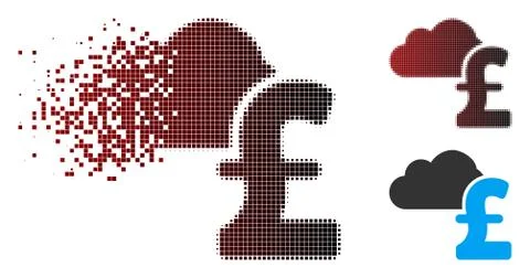 Sparkle Pixel Halftone Cloud Pound Banking Icon Stock Illustration