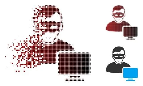 Sparkle Pixel Halftone Computer Hacker Icon Stock Illustration