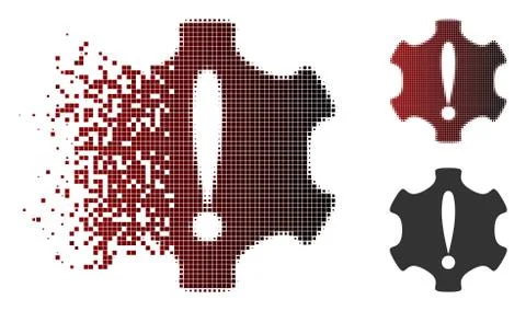 Sparkle Pixel Halftone Danger Icon Stock Illustration