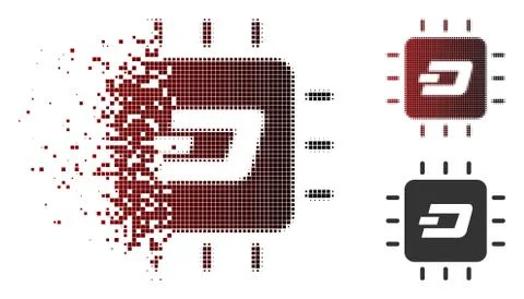 Sparkle Pixel Halftone Dash Processor Chip Icon Stock Illustration