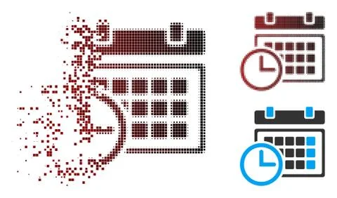 Sparkle Pixel Halftone Date And Time Icon Stock Illustration