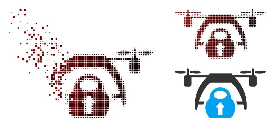 Sparkle Pixel Halftone Drone Loading Icon Stock Illustration
