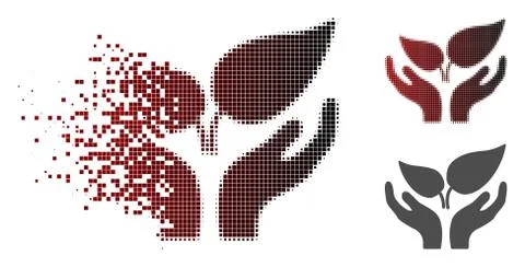 Sparkle Pixel Halftone Eco Startup Care Hands Icon Stockillustratie