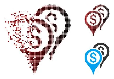 Sparkle Pixel Halftone Financial Map Pointers Icon Stock Illustration