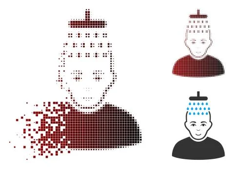 Sparkle Pixel Halftone Head Shower Icon Stock Illustration