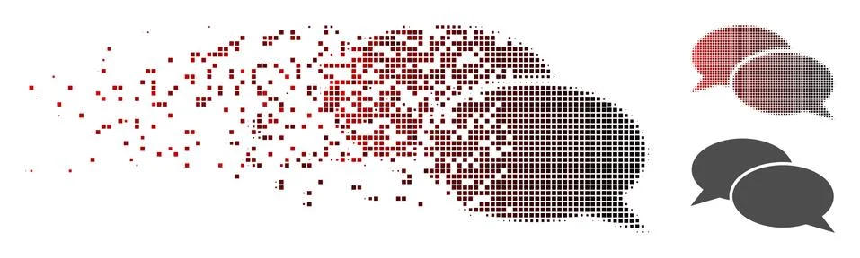 Sparkle Pixel Halftone Message Clouds Icon Stock Illustration
