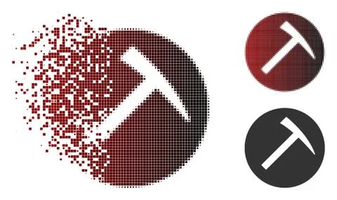Sparkle Pixel Halftone Mining Hammer Icon Stock Illustration