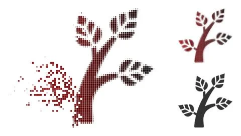 Sparkle Pixel Halftone Plant Tree Icon Illustrazione stock