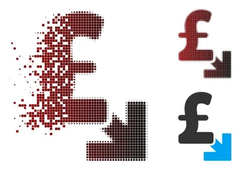 Sparkle Pixel Halftone Pound Decrease Icon Stock Illustration