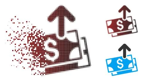 Sparkle Pixel Halftone Send Banknotes Icon Stock Illustration