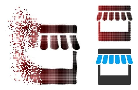 Sparkle Pixel Halftone Store Icon Stock Illustration
