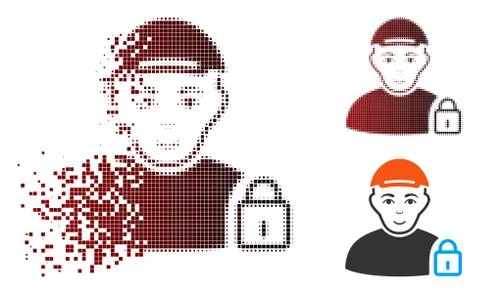 Sparkle Pixelated Halftone Locked User Icon Stock Illustration