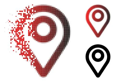 Sparkle Pixelated Halftone Map Pointer Icon 스톡 일러스트