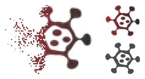 Sparkle Pixelated Halftone Microbe Cell Icon Stock Illustration