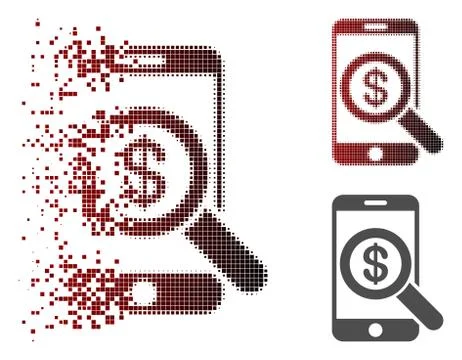 Sparkle Pixelated Halftone Mobile Audit Icon Stockillustratie