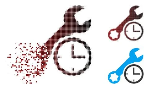 Sparkle Pixelated Halftone Service Time Icon Stock-Illustration